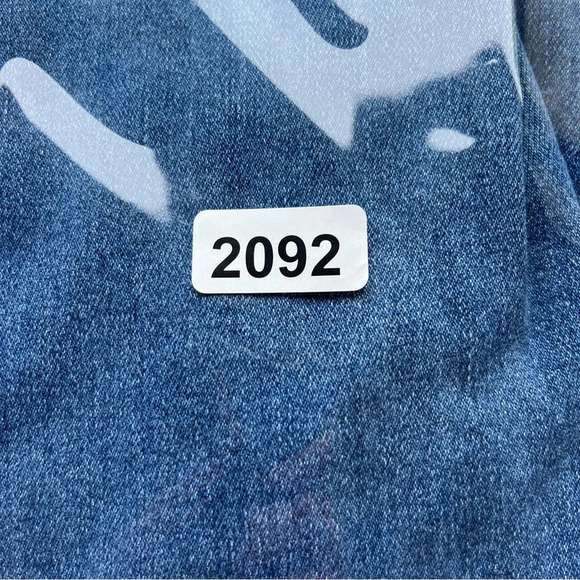 Paige Stella distressed high rise straight leg jeans denim blue 22092 - Picture 4 of 9